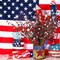 12 Pcs 4th of July Decorations Patriotic Artificial Berry Stem Picks 15.75 Inch Independence Day Decor with White Blue Red Stars Pentagram Faux Berry Branches